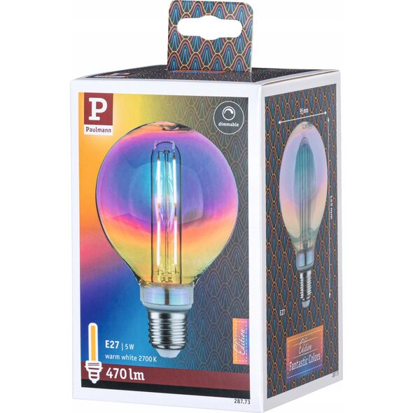 Paulmann Źródło LED G95 Fantastic Colors 5W 470lm E27 Ściemnialne 2700K 230V