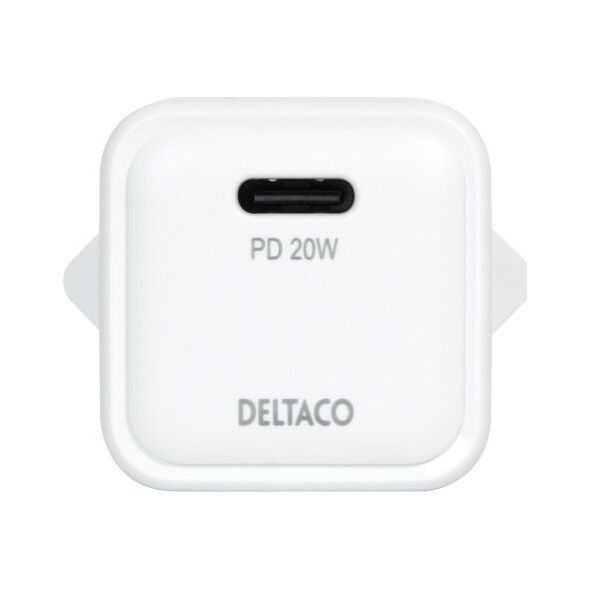 Deltaco USB-C μίνι φορτιστής sieninis įkroviklis DELTACO 1x USB-C, PD 20 W, baltas / USBC-AC150 13432088 7333048057655
