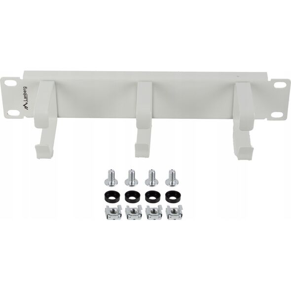 ORGANIZER KABLI 10" 1U Z 3 METALOWYMI UCHWYTAMI TYP B SZARY LANBERG