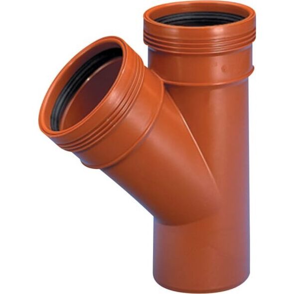 Uponor PVC-grenrør 45°, 200/110mm - γλατό μανδύας, Uponor 13799533 6414902507507
