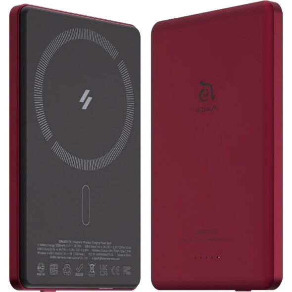 Adam Elements Powerbank Adam Elements Gravity C5 - μαγνητικό ασύρματο powerbank 5000 mAh κόκκινο - Εγγύηση ασφάλειας. Απλές δόσεις. Δωρεάν αποστολή από 170 PLN. 13673458 4710343474340