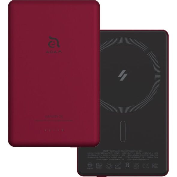 Adam Elements Powerbank Adam Elements Gravity C5 - μαγνητικό ασύρματο powerbank 5000 mAh κόκκινο - Εγγύηση ασφάλειας. Απλές δόσεις. Δωρεάν αποστολή από 170 PLN. 13673458 4710343474340