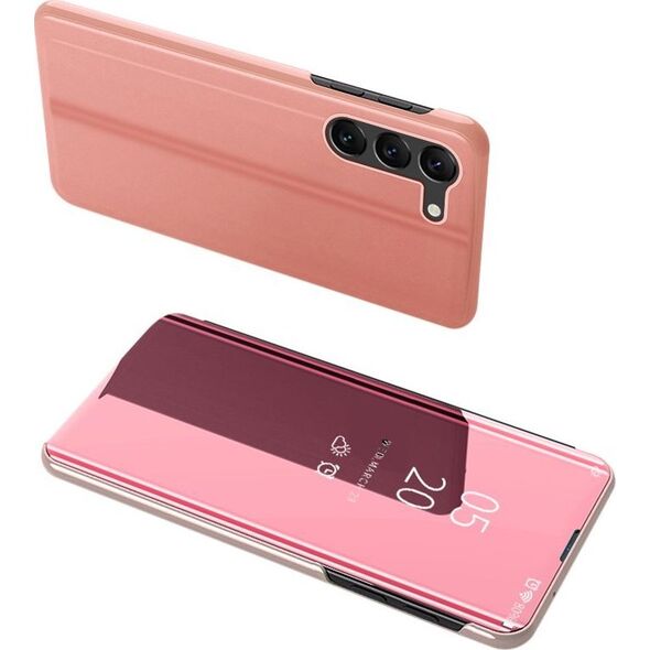 Hurtel Clear View Case etui do Samsung Galaxy S23 pokrowiec z klapką różowe