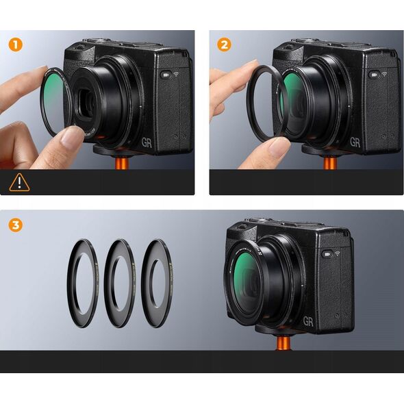 Adapter Redukcja Pierścień 42mm-49mm K&F do Ricoh GR II III IIIx + Dekielek / SKU.2328