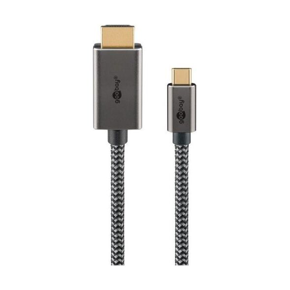 Kabel tekstylny USB-C™ do HDMI™ 4K @ 60 Hz, 2 m, czarny srebrny - Długość kabla 2 m