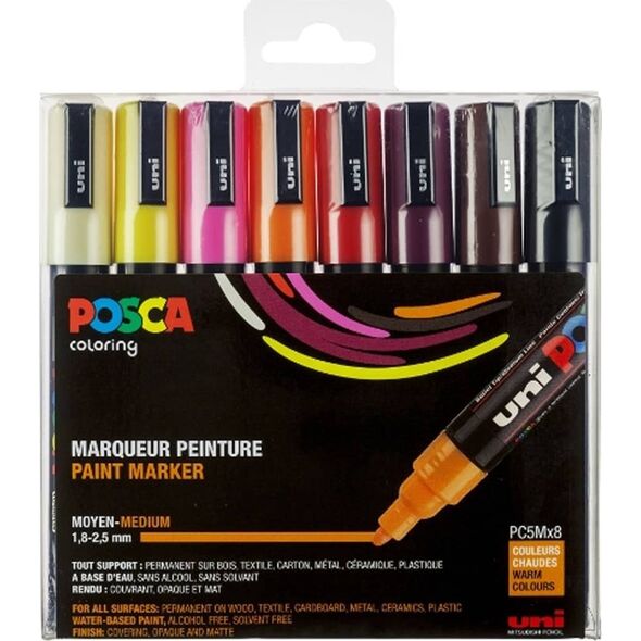Posca Posca - PC5M - Medium Tip Pen - Ζεστά χρώματα, 8 pc /Arts and Crafts /Multi 13800072 3296280033457