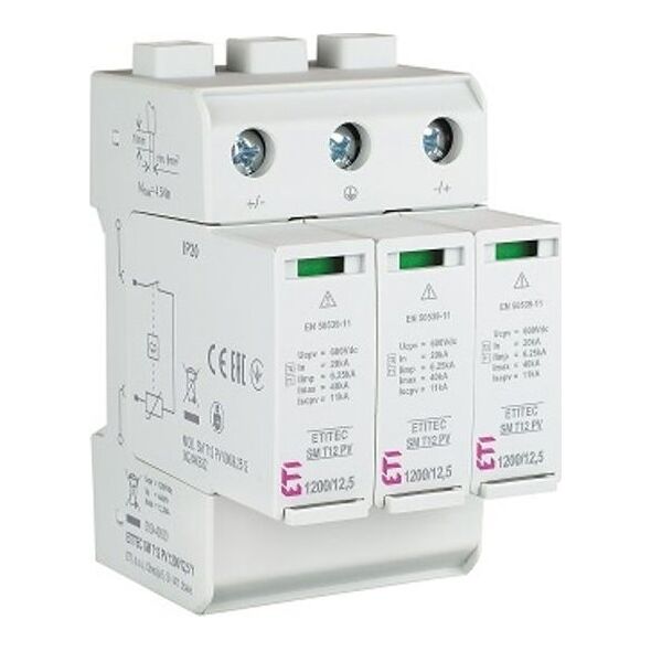 Etipo απαγωγέας υπερτάσεων ETI Polam ETITEC SM T1 T2 B C 002440630 για Φ/Β συστήματα SM T12 1200/6,25 Y 13477089 3838895878124