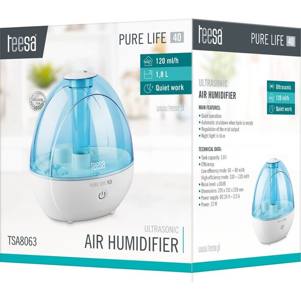 Ultradźwiękowy nawilżacz powietrza TEESA PURE LIFE 40