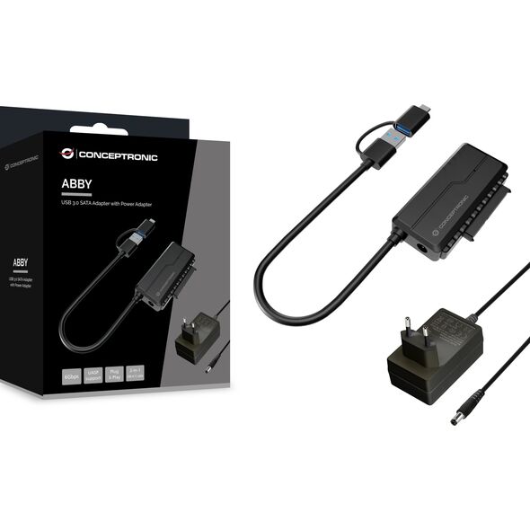 Conceptronic ABBY21B zmieniacz płci / kabli USB Type-A SATA 22-pin Czarny