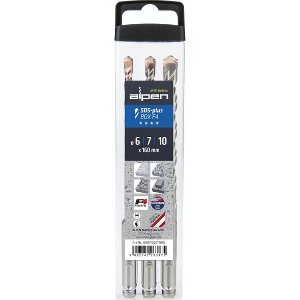 Τρυπάνι Alpen Alpen SDS+ F4 Κουτί 3 τεμ. 6-7-10 x 160 13671685 9002741263875