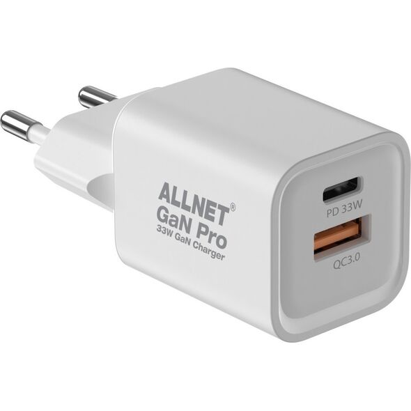 Allnet Z ALLNET Ersatznetzteil QC USB-C PD GaN Τροφοδοτικό Netzteil33Watt 1x USB Type-A QC 1x USB Type-C**EU PLUG** 13691886 4038816125552