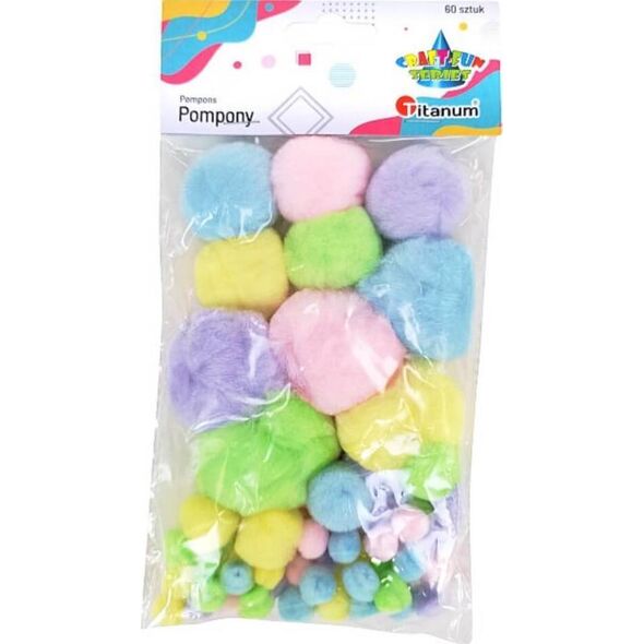 Titanum Pompony akrylowe mix kolorów pastelowych 60szt