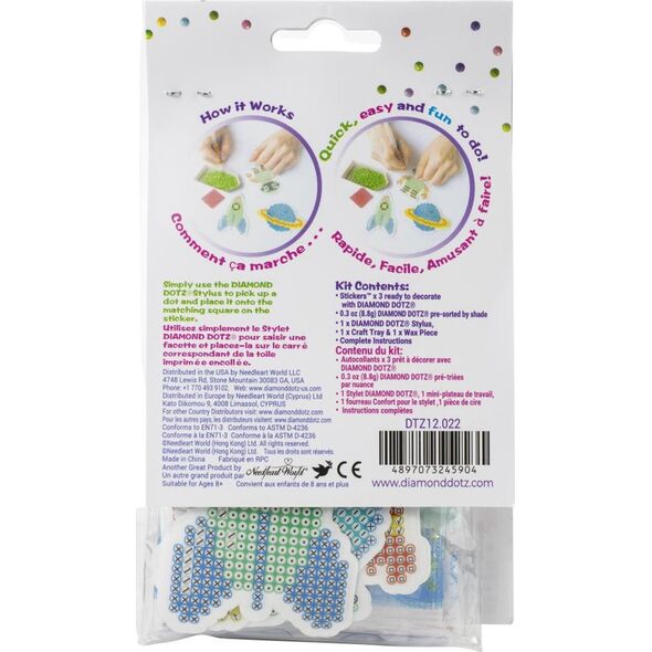 DIAMOND DOTZ DIAMOND DOTS σετ δημιουργικότητας διαμαντένια ζωγραφική SPACE, 3 αυτοκόλλητα, DTZ12.022 13765424 4897073245904