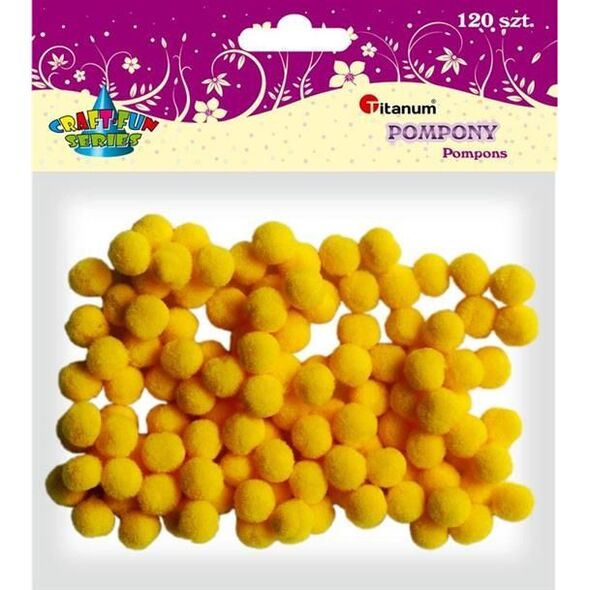 Titanum Poliestrowe pompony 10mm 120szt zółte CRAFT-FUN