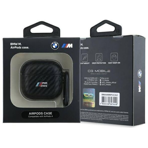 Original Case APPLE AIRPODS 4 BMW Cover PU Carbon M Collection (BMA4CMPUCA) black 3666339397432