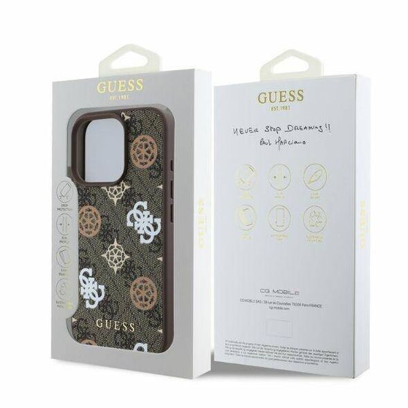 Original Case IPHONE 16 PRO Guess Hardcase IML Peony On 4G Background MagSafe (GUHMP16LP4PWPW) brown 3666339303075