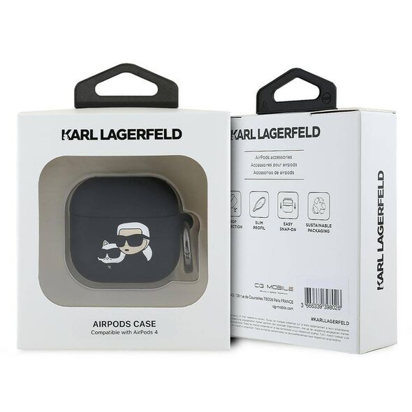 Case for APPLE AIRPODS 4 Karl Lagerfeld Silicone Karl&Chaupette Head 3D (KLA4RUNKCHK) black 3666339398095