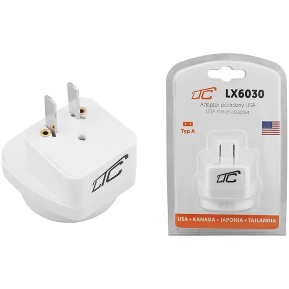LTC ADAPTER PODRÓŻNY WTYCZKA PRZEJŚCIÓWKA PL EU na USA