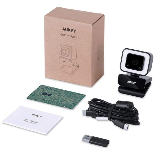 Κάμερα web Aukey Aukey PC-LM6 Stream Series με Ring Light Full HD Webcam με μαύρο αισθητήρα 1/3"-CMOS 13318458 850018950893