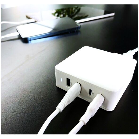 Ładowarka Dudao Szybka ładowarka sieciowa GaN 100W 2 x USB-C / 2 x USB Dudao A100EU - biała