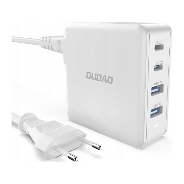 Ładowarka Dudao Szybka ładowarka sieciowa GaN 100W 2 x USB-C / 2 x USB Dudao A100EU - biała