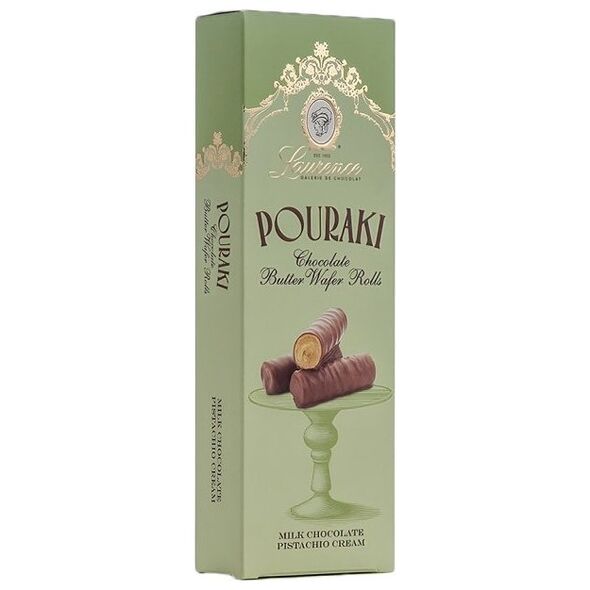 Milk chocolate butter wafer rolls with pistachio cream Laurence Pouraki Pistachio, 4 x 30 g