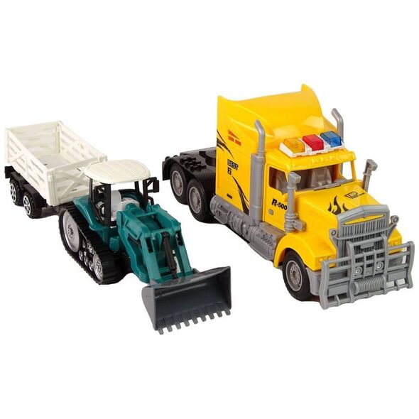 LeanToys Ciężarówka Z Lawetą Zdalnie Sterowana R/C  Maszyna z Przyczepą Żółta