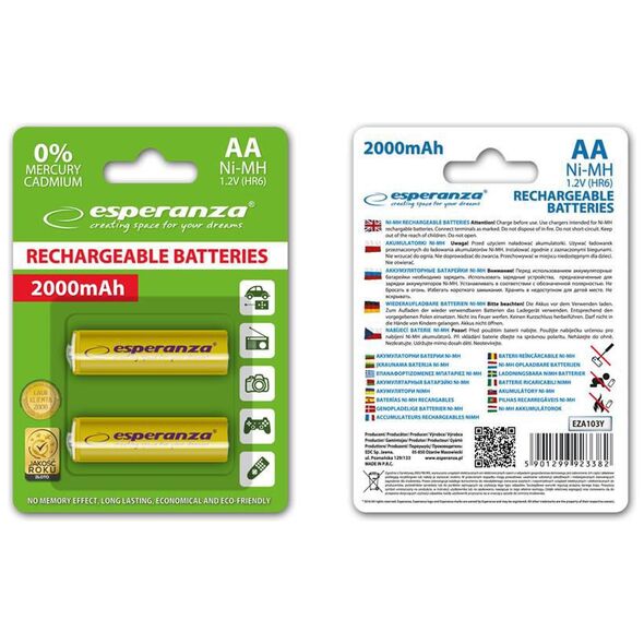 Esperanza Akumulator żółte AA / R6 2000mAh 2 szt.