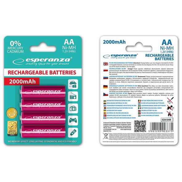 Esperanza Akumulator czerwone AA / R6 2000mAh 4 szt.