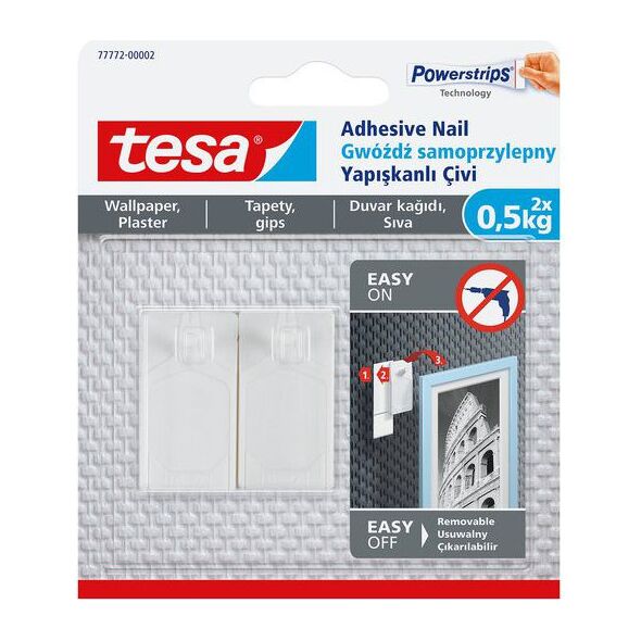 Tesa Gwoździe samoprzylepne do tapet i tynku do 0,5kg 2szt. (H7777202)