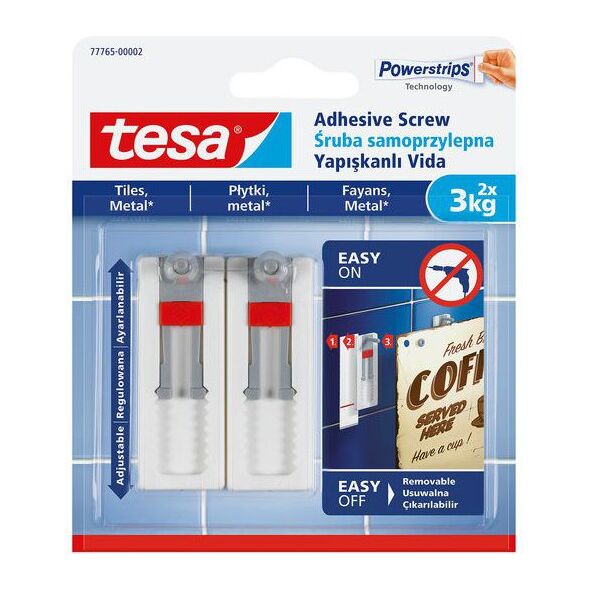 Tesa Śruby samoprzylepne regulowane do płytek i metalu do 3kg 2szt. (H7776502)