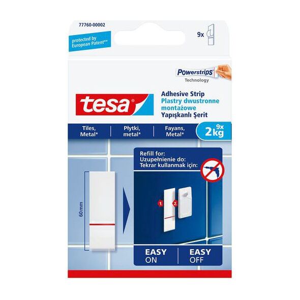 Tesa Plastry montażowe samoprzylepne do płytek i metalu do 2kg 9szt. (H7776002)