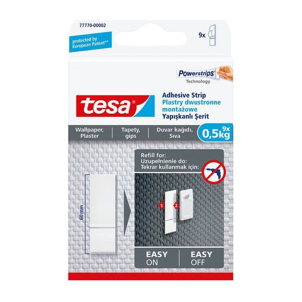 Tesa Plastry montażowe samoprzylepne do tapet i tynku do 0,5kg 9szt. (H7777002)
