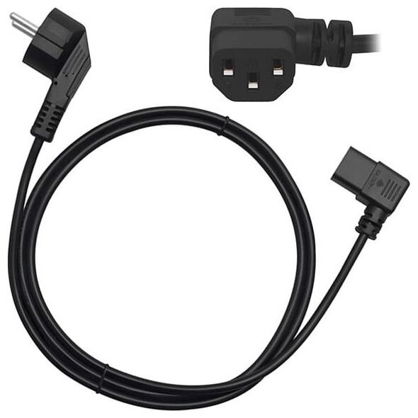 Kabel zasilający Prolech Przewód zasilający Schuko (type F, CEE 7/7) - IEC C13 kątowy 1,5m czarny SN-311 - 9703#