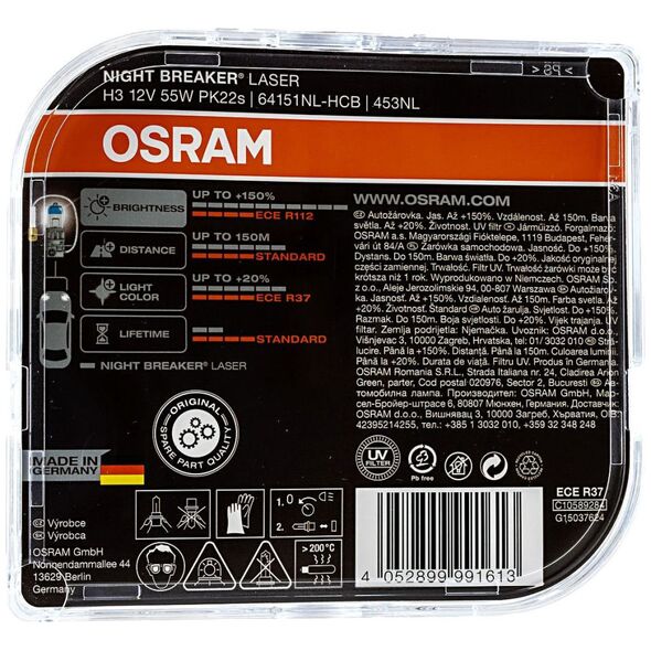 Osram OSRAM autožárovka H3 NIGHT BREAKER® LASER 12V 55W PK22s (Duo-Box)