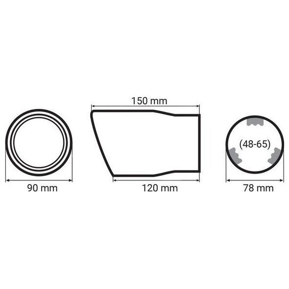 AMiO Chromowana końcówka tłumika 90mm, montaż 33-78mm uniwersalny