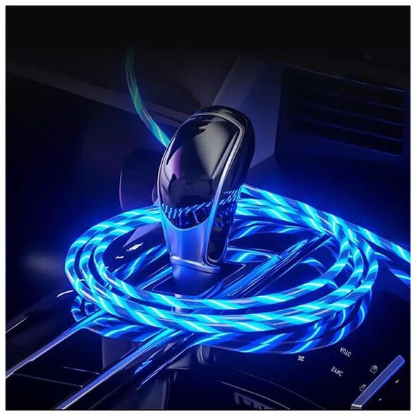 Kabel USB Aptel USB-A - USB-C + microUSB + Lightning Niebieski (4349-uniw)