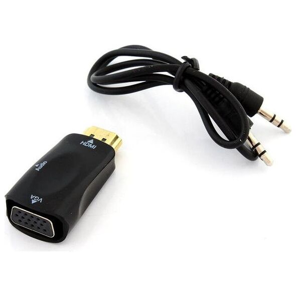 Adapter AV Apte HDMI - D-Sub (VGA) + Jack 3.5mm czarny