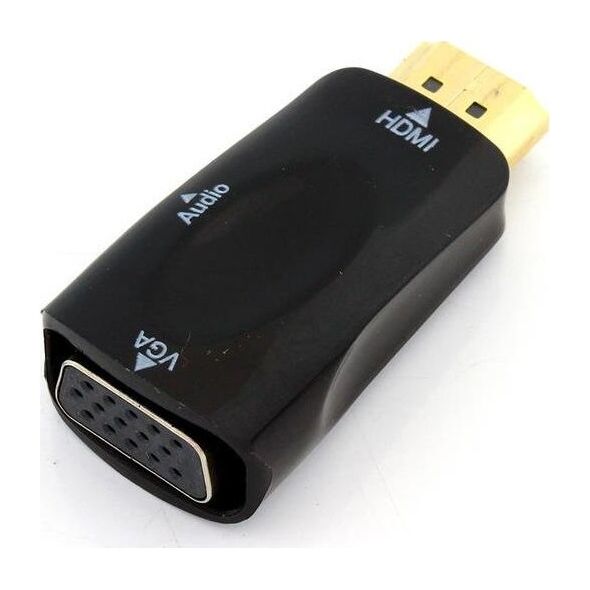 Adapter AV Apte HDMI - D-Sub (VGA) + Jack 3.5mm czarny