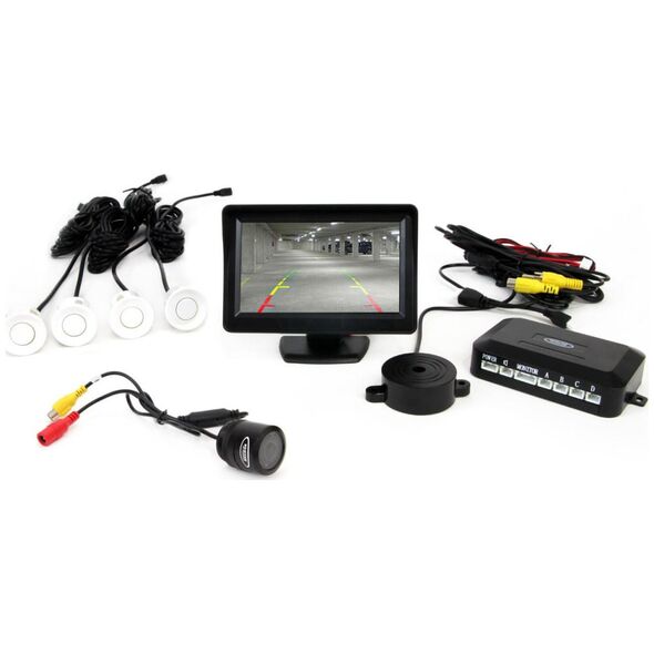 AMiO 01099 Zestaw czujników 4 sensory białe TFT 4,3 z kamerą Night Vision 301