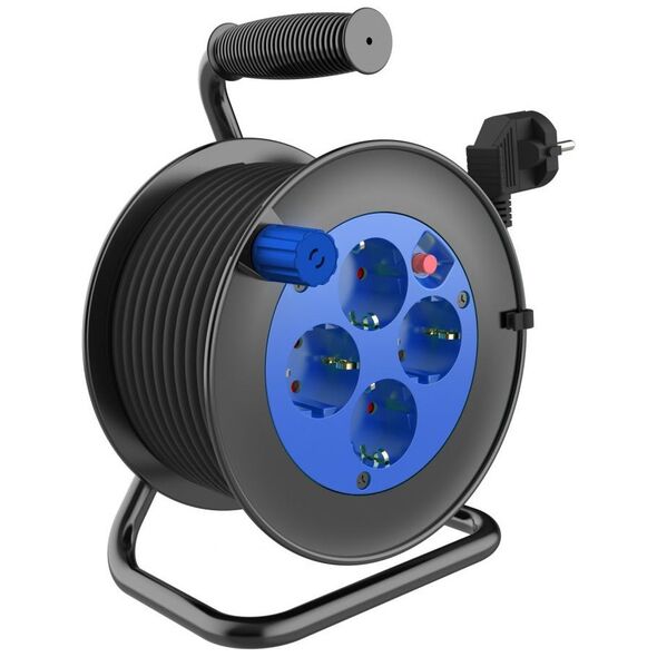 Orno Przedłużacz bębnowy MINI, 4 gniazda 2P+Z (schuko), metalowy stojak, polwinit H05VV-F 3x1mm2 - 15m