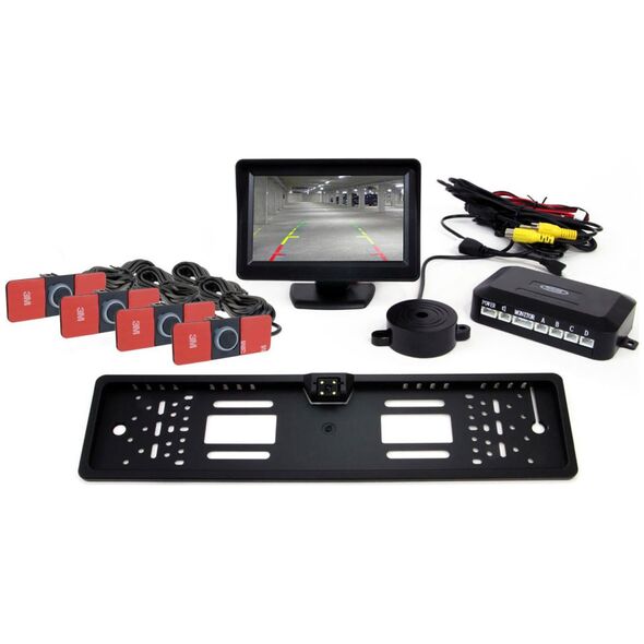 AMiO Zestaw czujników tft 4,3" z kamerą cam-402 led 4 sensory czarne wewnętrzne
