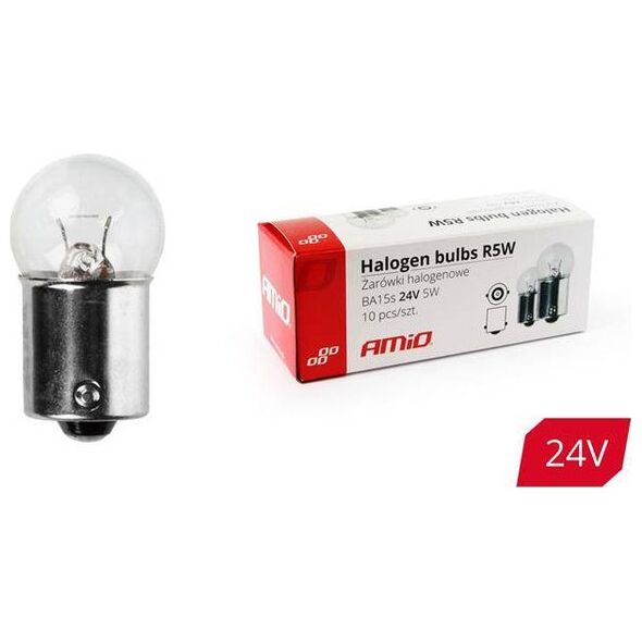 AMiO Żarówki halogenowe R5W BA15s 24V 10szt.