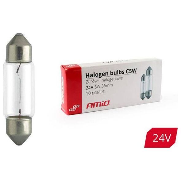 AMiO Żarówki halogenowe C5W Festoon 36mm 24V 10szt.