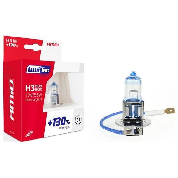 AMiO Zestaw żarówek halogenowych H3 12V 55W LumiTec LIMITED +130% DUO BOX