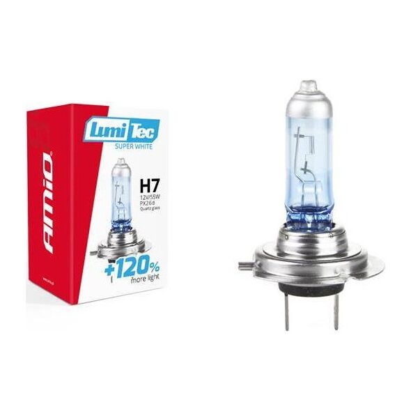 AMiO Żarówka halogenowa H7 12V 55W LumiTec SuperWhite +120%