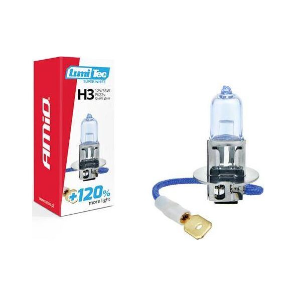 AMiO Żarówka halogenowa H3 12V 55W LumiTec SuperWhite +120%