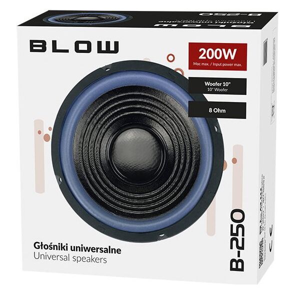 Głośnik samochodowy Blow Głośnik niskotonowy uniwersalny BLOW B-250 8Ohm 200W