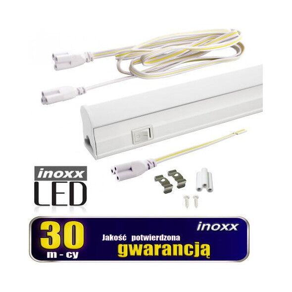 Nvox Świetlówka led liniowa t5 60cm 8w on/off zimna 6000k lampa natynkowa zintegrowana z oprawą