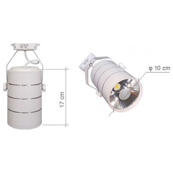Nvox Lampa sklepowa led reflektor szynowy jednofazowy biały metalowy 30w 2550 lm światło ciepłe 3000k